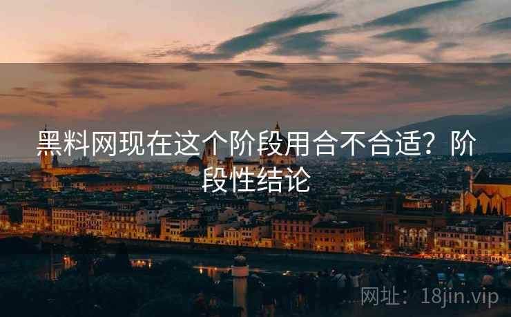 黑料网现在这个阶段用合不合适？阶段性结论  第2张